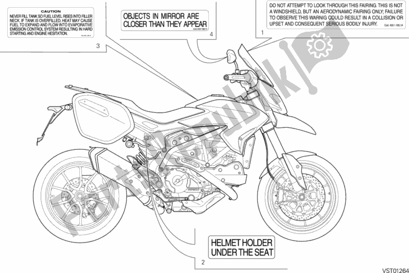 Tutte le parti per il Posizionamento Targhette del Ducati Hypermotard Hyperstrada USA 821 2015